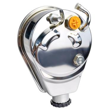 Imagem de Bomba de direção hidráulica serve para Chevrolet 66-74 GM Chevy, bomba de assit de 5/20.3 cm, eixo estilo chaveta cromado/hot rod reservatório relação da caixa de engrenagens para veículos GM Chevy