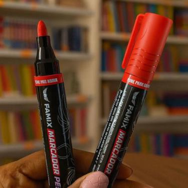 Imagem de Kit 2 Marcadores Permanentes Famix  Escolha a Cor, 2 VERMELHOS