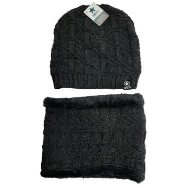 Imagem de Kit Touca E Cachecol Unissex Redstar Winter Inverno Frio Em Lã Poliést