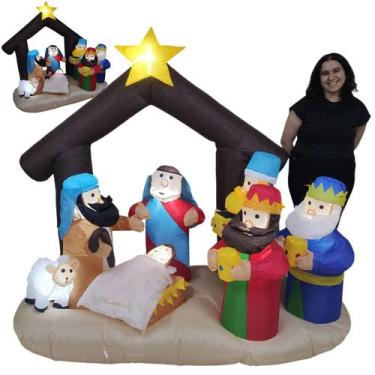 Imagem de Presepio Natal Inflavel Natalino Luz Led Sagrada Familia Menino Jesus 