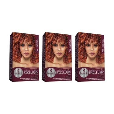 Imagem de Coloraçao Haskell Ton 744 Louro Medio Cobre Int-Kit C/3Un