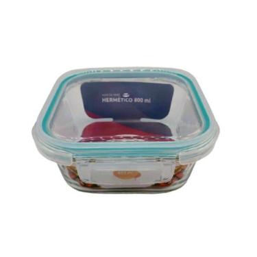 Imagem de Pote De Vidro Hermetico Quadrado 800 Ml