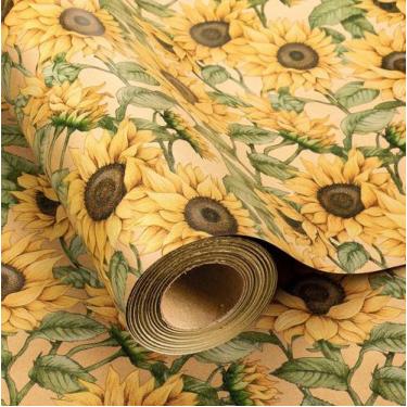 Imagem de Papel de embrulho MAYPLUSS Kraft Sunflowers 43x1005 cm