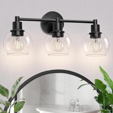Imagem de Espird Luminárias De Banheiro Com 3 Luzes, Pretas, Luminárias De Banheiro Sobre O Espelho, Arandelas De Parede Industriais E De Fazenda Com 3 Luzes, Luminárias De Banheiro Em Formato De Globo Preto