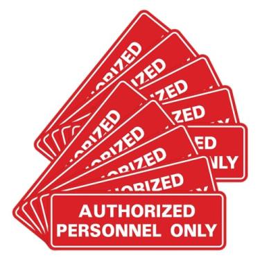 Imagem de Placa de parede ou porta padrão AUTORIZADA SOMENTE PESSOAL - Controle de acesso seguro - Instalação fácil - Vermelho - Pequeno (pacote com 10)