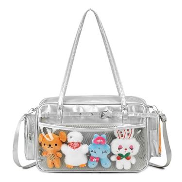 Imagem de Bolsa tiracolo Ita Bag Boston Bowler bolsa de ombro com crachá Kawaii com exibição de pinos de anime, Prata