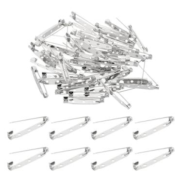 Imagem de PATIKIL Broche traseiro de 50 peças, pino de barra de 35 mm (1,37") fecho de segurança, prata escura