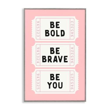 Imagem de Stupell Industries Be You Uplifting Tickets Arte giclée emoldurada cinza, design por Lettered and Lined, 24 x 16