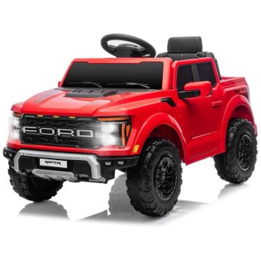 Imagem de Mini Carro Elétrico Licenciado Ford F150 Raptor 12V p/ Crianças c/ Controle Remoto, Luzes LED, MP3, Caçamba, Cinto de Segurança -