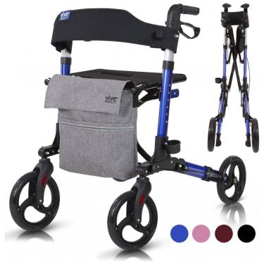 Imagem de Andador Adulto Idoso Vive Mobility com Assento, Suporta até 136 Quilos, Azul