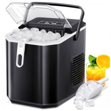 Imagem de Máquina de Gelo Portátil com Capacidade para 11 kg em 24H, Autolimpeza, Cesta e Colher de Gelo, 110V, Xbeauty, Preta
