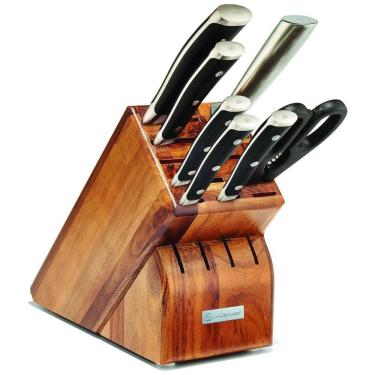 Imagem de Conjunto de Facas em Aço Inoxidável de Alto Carbono Serrilhada com Bloco de Bancada, 8 Peças, Wusthof, Preto