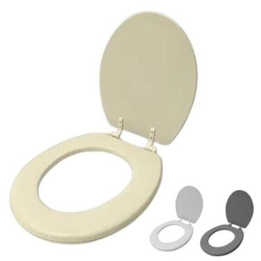Imagem de Assento Sanitário Almofadado Com Tampa de Vaso Universal Branco Creme 