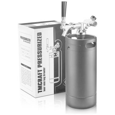 Imagem de Chopeira Portátil 5L com Torneira e Regulador de CO2, Aço Inoxidável, TMCRAFT, Preto