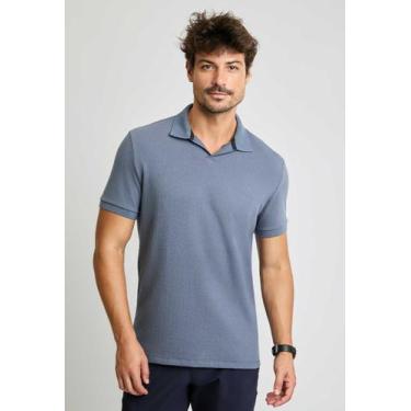 Imagem de Polo Docthos Slim Manga Curta Gola V Texturizada, 046 azul glacial, G