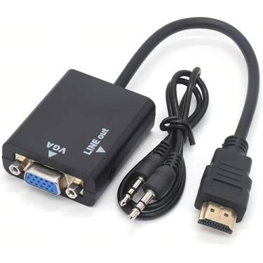 Imagem de Cabo Conversor Adaptador Hdmi Para Vga Com Saída De Áudio E Cabo P2 - 