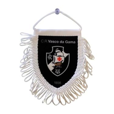 Imagem de Mini Flâmula Oficial Vasco da Gama com franja e ventosa (Preto e Branco, UNICO, Vasco)