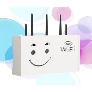 Imagem de Prateleira flutuante para roteador WiFi, caixas de armazenamento, prateleira de madeira para roteador WiFi, caixa de armazenamento de parede de madeira, B-38 x 20 x 8,5 cm