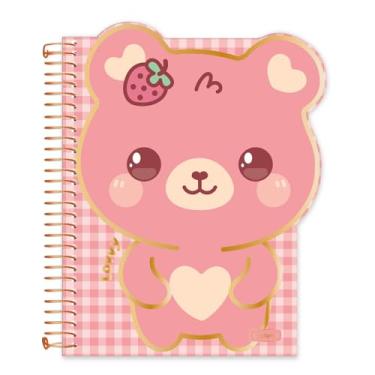 Imagem de Caderno Colegial Espiralado Criativo Capa Cartão Cadersil - Estampa Lovvy Rosa – 80 Folhas – Capa com Hot Stamping Dourado – Folhas Decoradas – Ideal para Anotações Criativas.