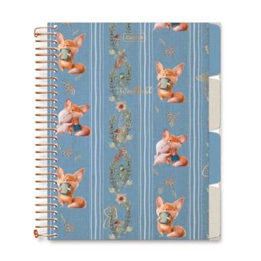 Imagem de Caderno Colegial Criativo Cadersil Estampa Coração Woodland – 80 Folhas – Capa Dura – Espiral dourado - Ideal para Anotações Criativas