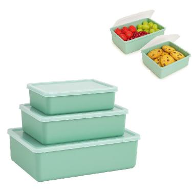 Imagem de Kit Jogo 3 Potes Recipientes Multiuso Com Tampa Translúcida Marmita P M G Lanche Fitness Verde