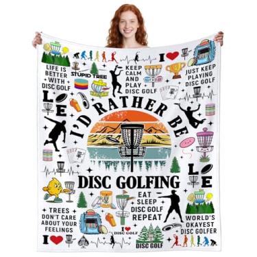 Imagem de Rbamsme Manta de golfe de disco engraçado, acessórios para homens e mulheres, exclusivos discos de golfe frisbee, cobertores, discos, presentes de golfe para amantes de golfe de disco, jogadores