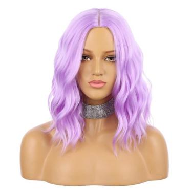 Imagem de Peruca EnileCor Purple Short Bob 35cm Natural Ondulada Sintética