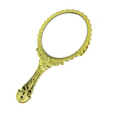 Imagem de Espelho de Mao, Espelho de Mão Provençal Princesas Reto para Maquiagem Grande, Tornando Cada Momento de Autocuidado Ainda Mais Especial(Dourado/1 Peça)