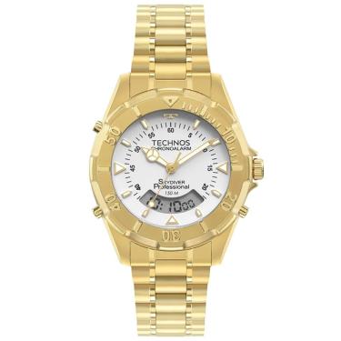 Imagem de Relógio Technos Masculino Ref: Wt2050afn/1b Skydiver Anadigi Dourado