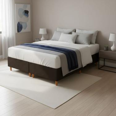 Imagem de Base Cama Box Casal Queen Bipartida 158x198x37 Cor Marrom