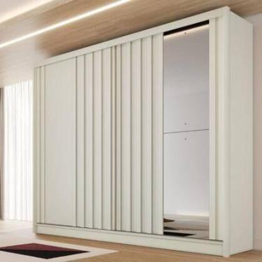 Imagem de Guarda Roupa Casal 1 Espelho 2 Portas de Correr 4 Gavetas Ripado Galat