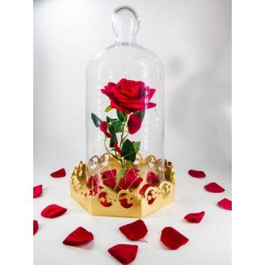 Imagem de Luminária A Rosa Encantada de Luxo 41 cm por 22 cm Vidro com Base de M