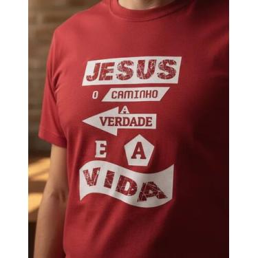 Imagem de Camiseta Jesus Caminho Verdade Vida Masculina - Blackchic, Vermelho, M