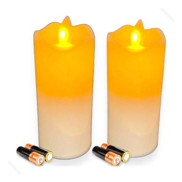 Imagem de Kit 2 Vela Eletrônica De Led Com Chama Viva + 2 Pilhas Aa