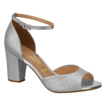 Imagem de Sandália Feminina Salto Quadrado Tela Shine Prata Vizzano 6262.406-Feminino
