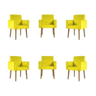 Imagem de Kit 06 Cadeiras Poltronas Decorativa - Escritório - Recepção Cor:amarelo