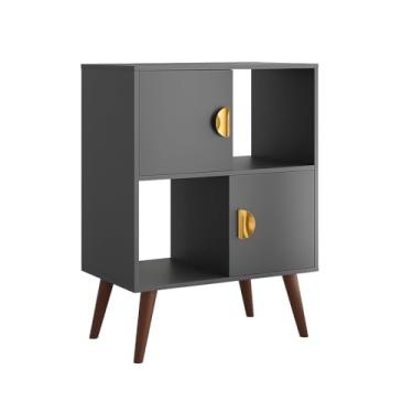 Imagem de Aparador Buffet Moderno com 2 Portas e Nichos – Móvel para Sala, Cozinha ou Escritório (CINZA)