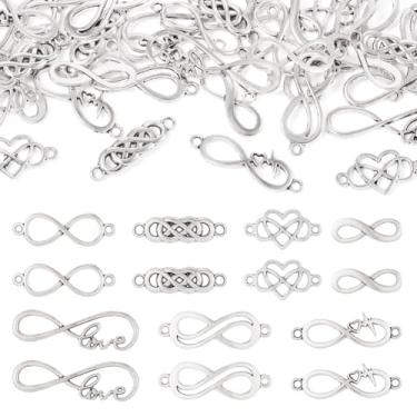 Imagem de 42 peças de liga infinita coração encantos prata antiga Western Infinite Love Links para artesanato, pulseiras faça você mesmo, colares, fabricação de joias, achar
