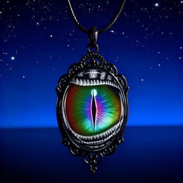 Imagem de Colar com pingente de vidro gótico para mulheres, sol e lua, estilo punk, vintage, corrente de corda de camafeu lunar, acessórios de bruxa, joias modernas, dia dos namorados, standard, Liga de aço