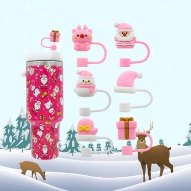 Imagem de Tampa de palha para Stanley Cup, bonito topo de palha de Natal 10 mm 1 cm tampas de canudo reutilizáveis