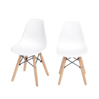 Imagem de Conjunto com 2 Cadeiras Infantis DKR Eames Branco e Madeira