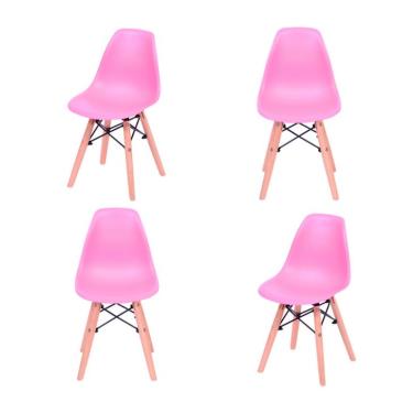 Imagem de Conjunto com 4 Cadeiras Infantis DKR Eames Rosa e Madeira