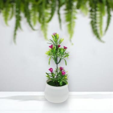 Imagem de Generic 1 peça de plantas artificiais 7 estrelas mini rosa vaso artificial de plástico roxo 6 x 6 x 15 cm