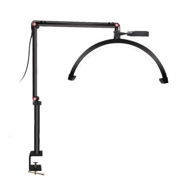 Imagem de Luz Led Meia Lua Para Cílios Tatuagem Esteticista Mesa Braço Oscilante Chicote Branca Preto