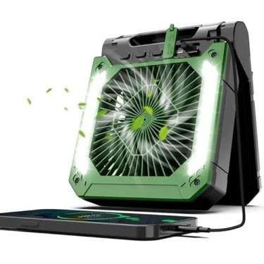Imagem de Ventilador de acampamento portátil de 26800 mAh recarregável, ventilador solar 2 em 1 alimentado por bateria com painel solar destacável, rotação de 270° ventilador de mesa USB pessoal com 3