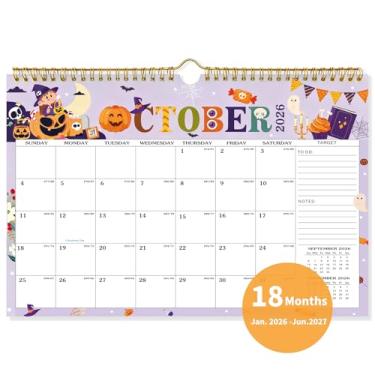 Imagem de ORANZI Calendário de parede 2025-2026, calendário mensal 18 de janeiro de 2025 a junho de 2026, agenda de 30 x 22 cm com blocos de escrita, calendário de mesa ou calendário mensal suspenso com 2