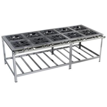 Imagem de Fogão Industrial Stori Premium 10 Bocas 40x40 M17 Aço Inox 430 Metalmaq Fogão Baixa Pressão