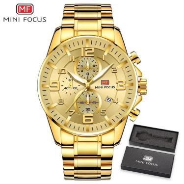 Imagem de Relógio Masculino Mini Focus Mf0278g à Prova D'água Ouro