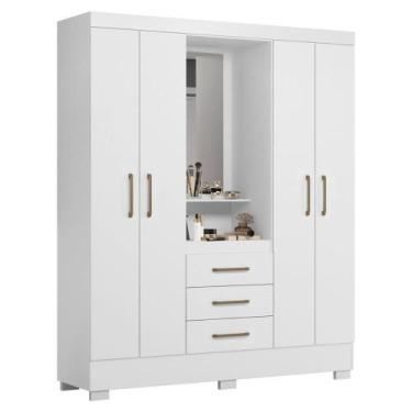 Imagem de Guarda Roupa Casal Capela 4 Portas 164 Cm Paris Branco Rosa Flex Armov