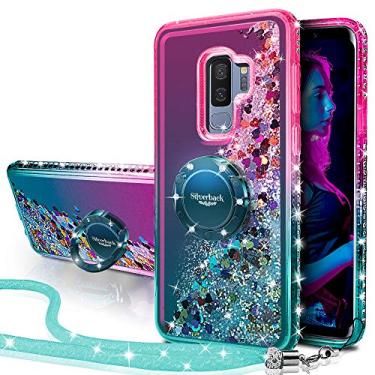 Imagem de Capa para Galaxy S9, capa com glitter com glitter e glitter com glitter e suporte de glitter com diamante brilhante com suporte de anel capa protetora fina para Samsung Galaxy S9 para meninas e mulheres, Green -Galaxy S9 Plus